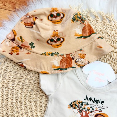 Conj. Body Jungle, Bucket e Short Safari - Areia e Marrom